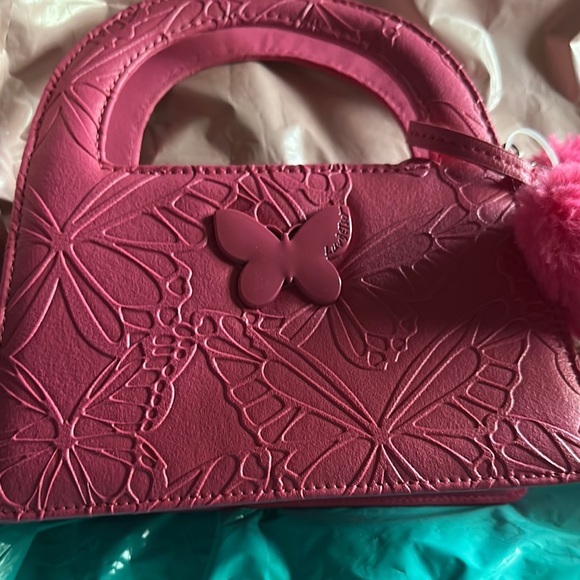 Betsey Johnson NWT Pink Mini Bag with Pom-Pom and Quilted Design - Picture 2 of 4